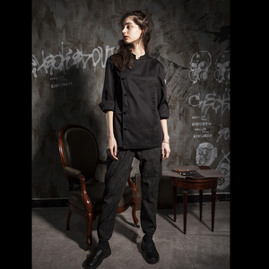 CONTRÔLE Noir Blanc Demi Manches Chef Uniforme Poly Coton Chef Manteau Veste Uniformes - Product Image 6