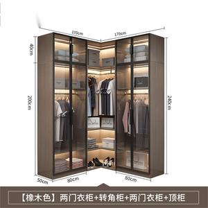 Armario de Esquina en Forma de L de Madera para Dormitorio, Mueble Organizador de Ropa con Puertas de Vidrio e Iluminación LED - Product Image 5