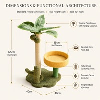Arbre à chat en gros en forme de palmier de coco avec poteau à gratter en corde de sisal, lit rond en peluche et poteau en bois pour chats d'intérieur OEM
