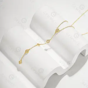 Gemnel gioielli da sposa collana in argento sterling 925 con ciondolo a catena lunga in oro 18 carati trilioni di diamanti