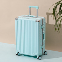 Valise à roulettes unisexe en aluminium avec cadre en aluminium, valise à roulettes en PVC, valise de cabine 20 pouces, sac de voyage imperméable avec fonctions antivol