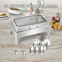 Plateau chauffant pour buffet 9L et 6L, chauffe-alcool en acier inoxydable, mode éco économe en énergie, 24 heures, pour usage hôtelier et petit-déjeuner