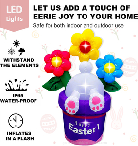 6FT Inflatable Easter Rabbit into Flower Basket Decoration LED Blow Up <b>Lighted</b> Yard Decor for Home Hotel Lawn Garden Party - Product Image 6