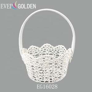 Panier de demoiselle d'honneur en crochet tricoté à la main, de haute qualité, imperméable, avec poignée, <span class=keywords><strong>pour</strong></span> la décoration de la maison et du jardin, en coton - Product Image 1