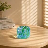 Porte-bougie en verre recyclé soufflé à la main, écologique, pour les centres de table de mariage et la décoration de table de dîner