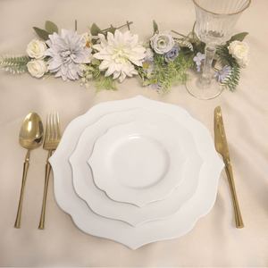 Assiette de table en porcelaine fine blanche, style nordique minimaliste, élégante, avec logo personnalisé, pour mariage, vaisselle de luxe - Product Image 2
