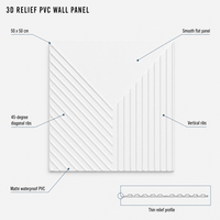 Panel Dinding PVC 3D Embossed Visual Expanding, Mudah Dipasang, Mudah Dibersihkan, Cocok untuk Latar Belakang Sofa dan Ruang Makan, Harga Pabrik