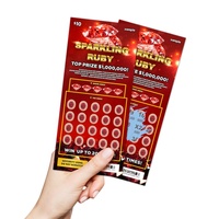 Billet de loterie à gratter style rubis scintillant, impression numérique, numéros gagnants personnalisés, données variables de sécurité