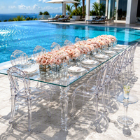 Chaises de princesse en acrylique transparent en gros pour mariages, banquets d'hôtel, dîners, événements en plein air et réceptions