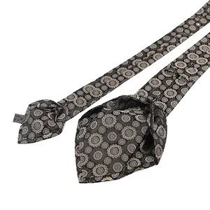 Woven Jacquard Necktie Floral 7 Fold Silk Ties