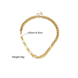 European American Fashion Asymmetrical Chain Metal Necklace Gold Geometric Punk Hip Hop Style Titanium Steel Jewelry Party Wear - Product Image 5