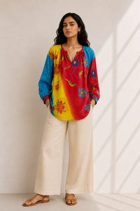 Vintage <b>Silk</b> Camisole <b>Top</b> with V-Neck for Women by Gulaal Creations - Product Image 5