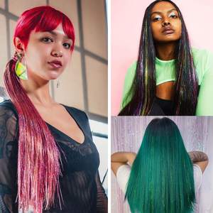Kit <span class=keywords><strong>de</strong></span> Tinsel para el Cabello <span class=keywords><strong>de</strong></span> 90 cm, Liso, Brillante, Resistente al Calor, con Purpurina <span class=keywords><strong>de</strong></span> Colores <span class=keywords><strong>del</strong></span> Arcoíris, Extensiones <span class=keywords><strong>de</strong></span> Cabello Brillantes, Cabello <span class=keywords><strong>de</strong></span> Seda Brillante - Product Image 4