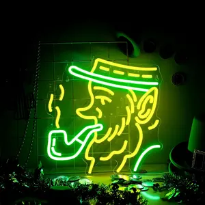 Lampu tanda Neon hari St. Patrick pria, lampu tanda Neon LED papan ruangan gaya