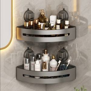 Étagère de salle de bain triangulaire à fixation par ventouse, couleur gris anthracite, support de rangement durable pour douche, toilettes et lavage des mains - Product Image 3