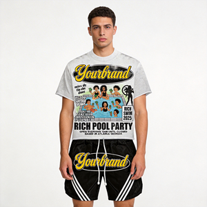 Ensemble de t-shirts personnalisés avec logo imprimé, style streetwear hip-hop surdimensionné, t-shirts en coton délavé vintage à manches courtes pour hommes - Product Image 2