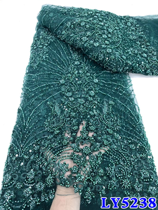 Ni. Ai sang trọng màu đỏ đính cườm Ren Vải cho váy cưới phong cách mới phi French Net ren vải với sequins thêu may - Product Image 5