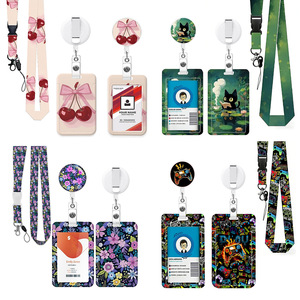 Lanière rétractable en polyester avec motif époxy imprimé chat, porte-badge et porte-clés, impression UV, vente en gros - Product Image 1