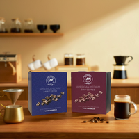 Emballage en carton (dossiers) pour café filtre et sachets de café avec logo personnalisé en relief – Durable et recyclable