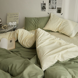 Solid Color Simple Washed Knitted <strong>Bedding</strong> Pure Cotton Fitted Sheets for Bedroom/Dormitory Winter Four-Piece <strong>Bedding</strong> <strong>Sets</strong> - Product Image 3