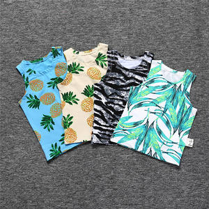 <span class=keywords><strong>Gilet</strong></span> d'été européen américain pour enfants Ins Yellow Pineapple Kidsren's T-Shirt Casual Cotton Baby Sleeveless Top 100% Cotton - Product Image 2