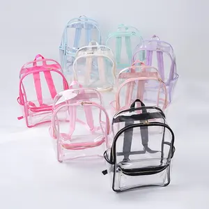 Voyage en plein air étanche robuste sac d'école enfants rose grand Transparent Pvc mignon clair stade sac à dos rose clair sac à dos