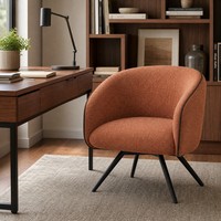 Fauteuil de réception de bureau rembourré avec accoudoirs intégrés, dossier incurvé et assise rembourrée pour salon, chambre, coin lecture, ou espace détente