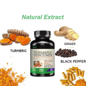 Complément de capsules de curcuma et curcumine à marque privée, extrait de curcumine pour le soutien articulaire avec <span class=keywords><strong>gingembre</strong></span> et poivre noir - Product Image 2