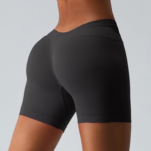Customized V Waist Peach <b>Shaped</b> Butt Lifting Seamless Breathable Quick Dry Yoga <b>Leggings</b> Crossover Waist Sports Shorts - Product Image 2