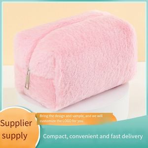 Ins Style Kawaii Fuzzy Makeup Bag Candy Color Plush Toiletry Pouch Multi-functional Cosmetic <b>Storage</b> Bag for Daily Use - Product Image 2