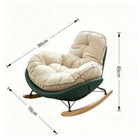 Fauteuil à bascule Tenghang Egg Wood Base en tissu technique, rembourré en coton, doux et confortable, pour une détente optimale