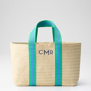 Übergroße bestickte Monogrammed Ribbon Straw <span class=keywords><strong>Beach</strong></span> Einkaufstasche für Strand tage und Urlaub - Product Image 4