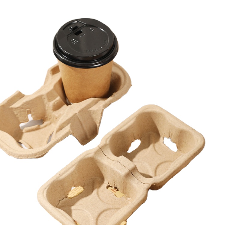 Eco Biodegradable Cold Hot Drinks Coffee Paper Cups With Lid Takeout Packaging Cup Holder