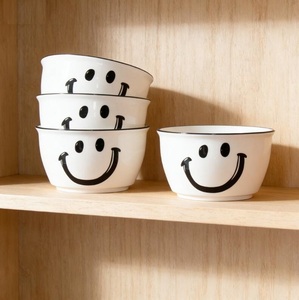 2025 Simple Design Eco-Friendly Ceramic Tableware Nordic Cartoon Pattern Plate Soup Salad Bowls Spoons 2-Person <b>Dinner</b> <b>Set</b> - Product Image 5