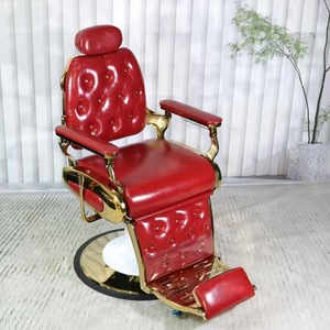Chaise de barbier pliante hydraulique en acier inoxydable de haute qualité, en cuir vert, portable, moderne et luxueuse - Product Image 4