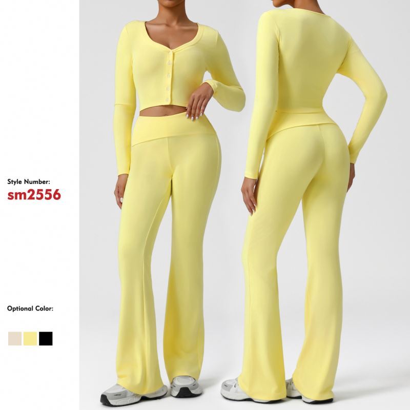 Women's High Quality 2PCS Gym Suit Long Sleeve Fitness Activewear Workout Sets with Elastic Waist Breathable Shorts Front Logo
