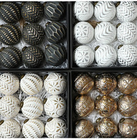 Ensemble de boules de Noël vintage de style américain AYOYO Luxury 8 cm, or, blanc, noir, décorations de Noël, Navidad