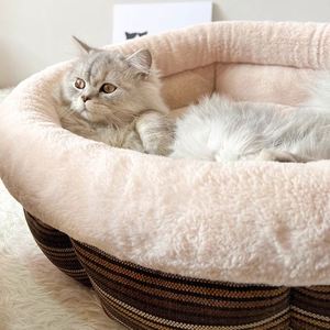 Luxury Custom XL Striped Dog <b>Cat</b> Bed Cave Small Animals Woolen Flannel PP Cotton Warm Winter Pet House Protective Eco-Friendly - Product Image 6