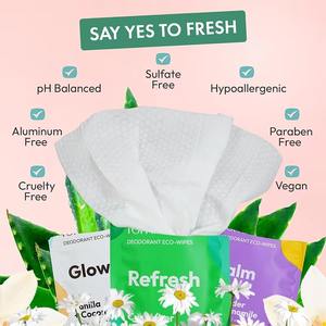 <span class=keywords><strong>Lingettes</strong></span> <span class=keywords><strong>déodorantes</strong></span> anti-transpirantes biodégradables emballées individuellement pour le corps - Product Image 2