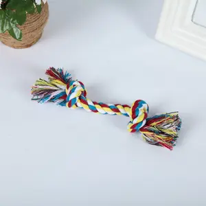 Прочная игрушка для собак, красочная хлопковая двойная веревка с узлом, жевательная игрушка для собак