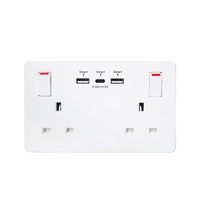 Prise murale multiprise Leishen SP-9625 13A avec 2 prises CA, 2 ports USB-A, 1 port USB-C, double interrupteur