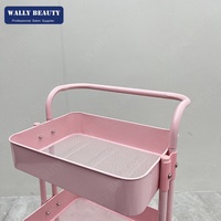 Chariot rose de salon de beauté de maquillage de chariot 3 niveaux chariot de magasin de manucure de station thermale de pédicure avec les roues verrouillables
