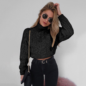 China Clothing Factory Women Crop <strong>Sweater</strong> Autumn <strong>Turtle</strong> <strong>Neck</strong> <strong>Sweater</strong> - Product Image 3