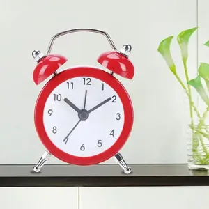 Mini dessin animé cadran numéro horloge ronde alarme de bureau enfants salon chambre métal réveil maison décorative horloge colorée