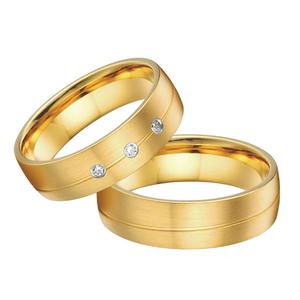 Bague en or plaqué or 24 carats, grosse bague en diamant cz, amour <span class=keywords><strong>couple</strong></span>, ensembles de bagues de fiançailles, bague en or, bijoux femme joyas anillos oro - Product Image 3