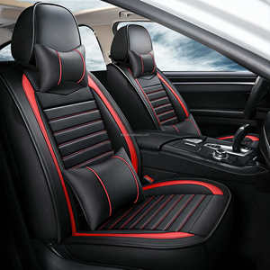 Fundas de Asiento de Coche de Cuero Rojo, Completas, de Lujo, Duraderas, para Todas las Estaciones, Cómodas, para <span class=keywords><strong>Hyundai</strong></span> Elantra, Tucson, <span class=keywords><strong>Kona</strong></span>, I20, I30 - Product Image 1