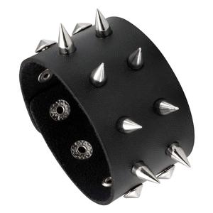 Bracelet de style européen et américain Punk <span class=keywords><strong>Rock</strong></span> Band Fashion Bracelet de haute qualité en cuir véritable et alliage avec clous - Product Image 1