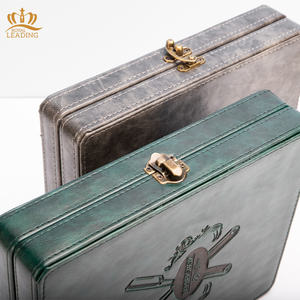 Double boîte en <span class=keywords><strong>bois</strong></span> avec étui en cuir véritable, <span class=keywords><strong>pour</strong></span> outils de barbier, peigne à cheveux, rangement de ciseaux, collection 2020 - Product Image 5