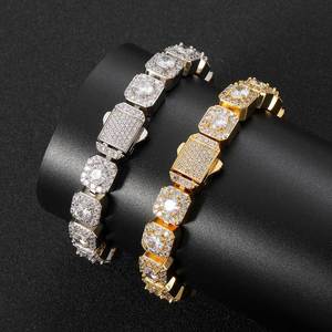 Bracelet carré en zircon de 10 mm, style rock sugar, accessoires hip-hop, boucle à ressort, marque tendance, accessoires pour homme, Tanjing - Product Image 1