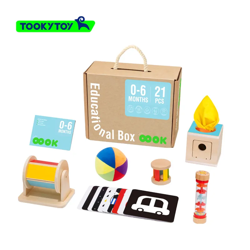 Caja educativa para edades tempranas Montessori, juguete de hora con tarjeta cognitiva, caja educativa de 0 a 6m